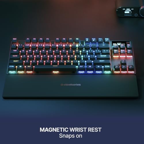 SteelSeries Apex Pro TKL Gen 3 Gaming Keyboard - OmniPoint 3.0 Analog Magnetic Switches, Quickset Auto-Presets (Rapid Trigger, Rapid Tap/SOCD, Protection Mode), OLED, RGB, PBT Keycaps, 2.4G+BT, Black - color: Black, size: Pro TKL, style: Gen 3 Wireless