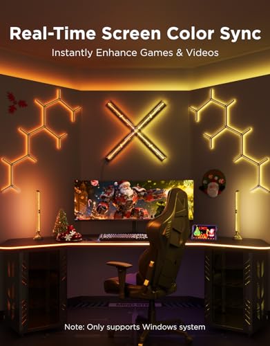 Govee Gaming Light Bars Pro,16-Inch Smart RGBIC Wi-Fi LED Game Lights | Upgraded,RGBICIllumination,Triple-Sided,Music Sync & 60+ Scene Modes, Works with Alexa & Google Home, Gaming Room Decor