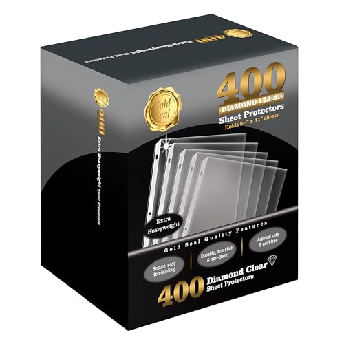 GOLD SEAL 400 Count Diamond Clear Extra Heavyweight Sheet Protectors, 4 mils Strong, to fit 8.5 x 11, Top Load, 400 Pack - size: 400 pack