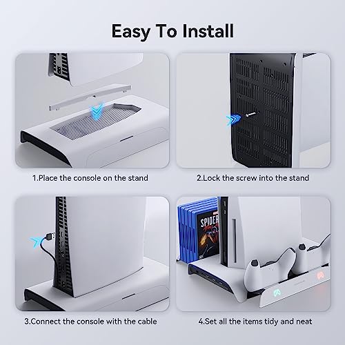 Cooling Station for PS5 Accessories, Vertical Stand with RGB for PS5 Disc & Digital Edition Console, 3-Level Cooling Fan, Dual Controller Charging Stand, Not for PS5 Slim and PS5 Pro