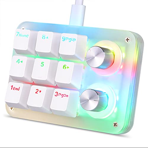 Koolertron 9-Key Mechanical Numpad with 2 Programmable Knobs, LED Backlit Macro Gaming Keyboard, Fully Customizable Numeric Keypad for PC - style: 9 Keys//Red switches/RGB Backlight/02