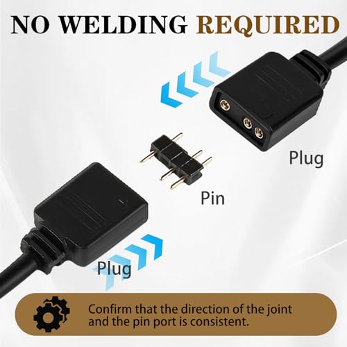 4 Pack ARGB 1 to 3 Extension Cable, 3-Pin to SM 3-Pin Female Adapter with Adapter pin, 5V Addressable RGB Extension Cable for PC Fans and LED Strips, Motherboard Sync (0.98 FT/ 30 CM Each) - color: 1-to-3 5V 3pin female to female