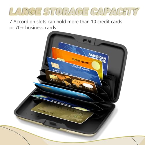 Credit Card Holder, Beige Mini RFID Aluminum Card Wallet Business Card Case | Small Blocking Slim Metal RFID Blocking Front Pocket Wallet Hard Case Durable CC Holder for Women Girls Arts - color: Art Modern Brown
