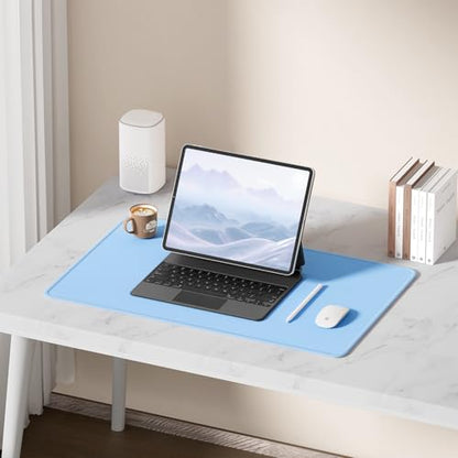 Hsurbtra Desk Pad, 23.6" x 13.8" Premium-Textured Desk Mat, Stitched Edge Anti-Slip Waterproof Rubber Mouse Pad, M Extended Computer Mat for Office Gaming Laptop Keyboard Sky Blue - color: Sky Blue, size: M Deskpad (23.6" x 13.8")