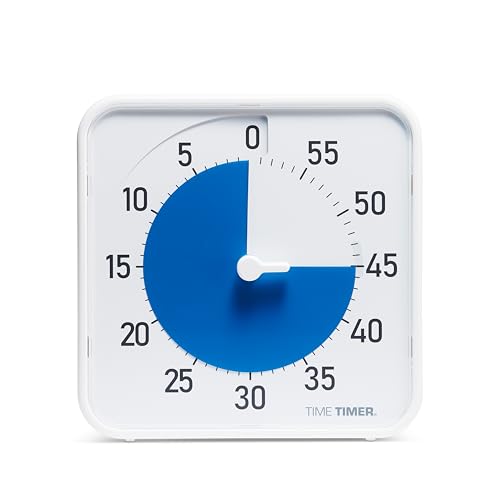 Time Timer Original 8" Visual Countdown Timer – Medium 60-Minute Silent Classroom Visual Timer for SEL, Emotional Regulation, Focus, Calm Transitions, ADHD, Autism – (Blue & White) - color: Blue & White, size: 8 Inch