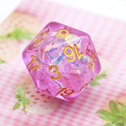 Haxtec Purple DND Dice Set 7PCS Resin Polyhedral D&D Dice with Bag, Iridescent Mylar Inclusion Dice for Roleplaying Games Compatible with Dungeons and Dragons Gift - color: Light Purple