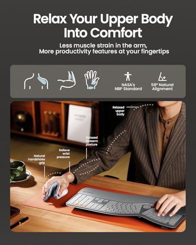 ProtoArc EM11 NL Wireless Ergonomic Vertical Mouse, White | 58° vertical design supports a natural wrist posture; connect 3 devices via Bluetooth/2.4G USB-A; 500mAh USB-C rechargeable. - color: White