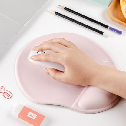 Mr. Pen- Ergonomic Mouse Pad with Wrist Rest | Blush Pink Breathable Fabric with Memory Foam Cushion, Non-Slip Rubber Base, Gel Mouse Pad with Wrist Support - color: Blush Pink