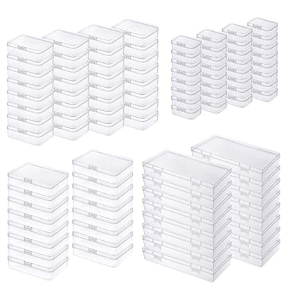 96 Pack Rectangular Clear Plastic Storage Containers | Mixed Sizes, Hinged Lid, For Beads and Small Craft Items - size: Mixed Sizes
