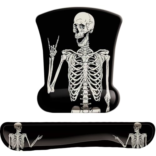 Keyboard Wrist Rest Pad Mouse Pad with Wrist Support Set of 3, Gaming Mousepad with Non-Slip Rubber Base, Ergonomic Memory Foam Mouse Cushion Support for Home Office Laptop Computer, Human Skeleton - color: L-human Skeleton