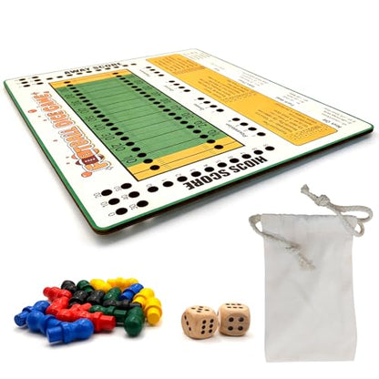 Football Dice Challenge – Premium Wooden Board Game with Scoring Tray for Competitive Family Play and Gifting