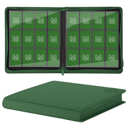 Premium Card Binder 12 Pocket for 720 Pockets Trading Card Binder, PU Zipper Card Collection Album, Sturdy Side-Loading Card Book Holder for MTG, TCG, Game Cards, Sports Cards - color: 12 Deep green