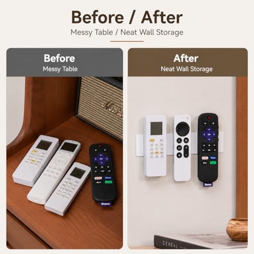 Magnetic Remote Control Holder Kit, Self-Adhesive Wall Mount Organizer for TV & AC Remotes, Flexible Magnetic Strip with Metal Plate, No-Drill, Fits Flat & Curved Surfaces (2 Pack, 2-in-1) - color: 2 Pack, 2-in-1 Kit