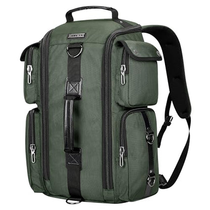 WITZMAN Travel Laptop Backpack for Men Convertible Carry on Bag 17 Inch | Carry on Airline Approved, Water-resistant Nylon, Large Capacity, For Weekend Getaway, Overnight Trip, 6695 Army Green - color: Standard Army Green