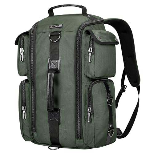 WITZMAN Travel Laptop Backpack for Men Convertible Carry on Bag 17 Inch | Carry on Airline Approved, Water-resistant Nylon, Large Capacity, For Weekend Getaway, Overnight Trip, 6695 Army Green - color: Standard Army Green