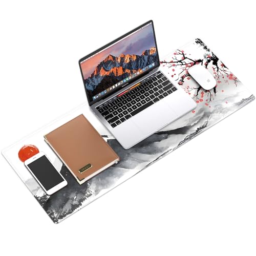 Galdas Mouse Pad for Gaming, Japanese Desk Mat,XXL XL Large Mouse Mat Long Extended Mousepad Non-Slip Rubber Mice Pads Stitched Edges Thin (31.5 x 11.8 x 0.12 Inches) Ink and Wash - color: Ink and wash