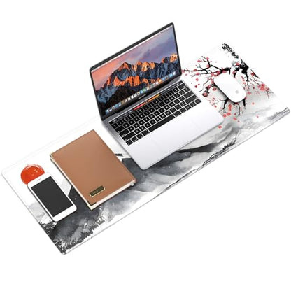 Galdas Mouse Pad for Gaming, Japanese Desk Mat,XXL XL Large Mouse Mat Long Extended Mousepad Non-Slip Rubber Mice Pads Stitched Edges Thin (31.5 x 11.8 x 0.12 Inches) Ink and Wash - color: Ink and wash