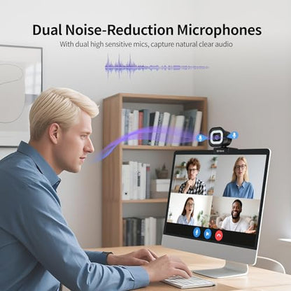 TOALLIN 4K Webcam with Ring Light, Remote Control, PDAF Autofocus | Built-in Dual Mic, 5X Zoom & Image Mirroring, USB Computer Camera for Live-Streaming/Meetings/Video Calls - style: 4K Webcam with Ring Light