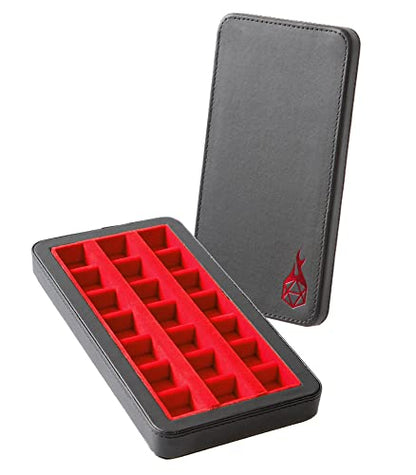 Forged Dice Co. Reliquary Standard Divided Dice Case with Dice Tray for Polyhedral Dice Sets - 21 Felt-Lined Chambers - Magnetic Lid Closure - Metal Dice Storage Box - Red - color: Red