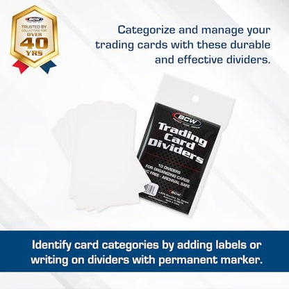 BCW Trading Card Dividers (250 Pack) | Archival Quality with Write-On Tabs | Fits 3200 & 5000 Super Monster Trading Card Storage Boxes - style: 250 Pack