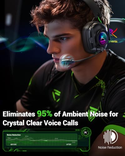 Wireless Gaming Headset with Noise Canceling Microphone for PC, PS5, PS4, Switch, Mac, 2.4 GHz Wireless & Bluetooth 5.4 Gaming Headphones, Cool RGB Lighting, 50Hr Battery, 50mm Drivers(Deep Green) - color: Deep Green