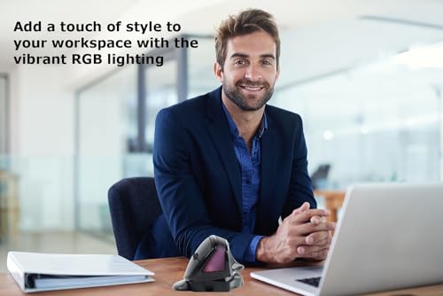 Wireless Mouse Large Angle Adjustable Ergonomic Vertical Upright Carpal Tunnel Ergo Right Hand 6 buttons USB Optical Mice for PC Laptop Computer Gift,3600 DPI,Removable Palm Rest,RGB Light