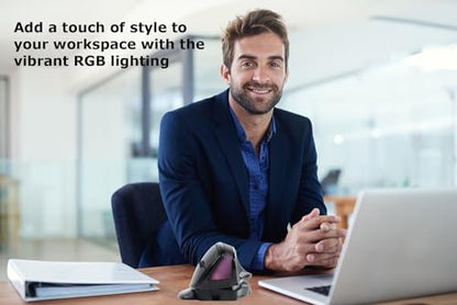 Wireless Mouse Large Angle Adjustable Ergonomic Vertical Upright Carpal Tunnel Ergo Right Hand 6 buttons USB Optical Mice for PC Laptop Computer Gift,3600 DPI,Removable Palm Rest,RGB Light