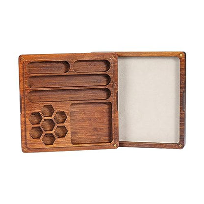 UDIXI 2 in 1 DND Dice Box, Bamboo Dice Rolling Tray for D&D Tabletop Games | Magnetic Lid, Dice Storage Box, Holder Case, Holds 6 Sets of Polyhedral Dice, for Dungeons and Dragons Role Playing Games - color: Square-no Pattern