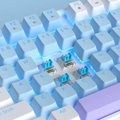 MageGee 75% Mechanical Gaming Keyboard, Blue Switch, LED Blue Backlit, 87 Keys Compact TKL Wired Keyboards for Windows Laptop PC Gamer - Blue/White - color: Blue White/Blue Switch