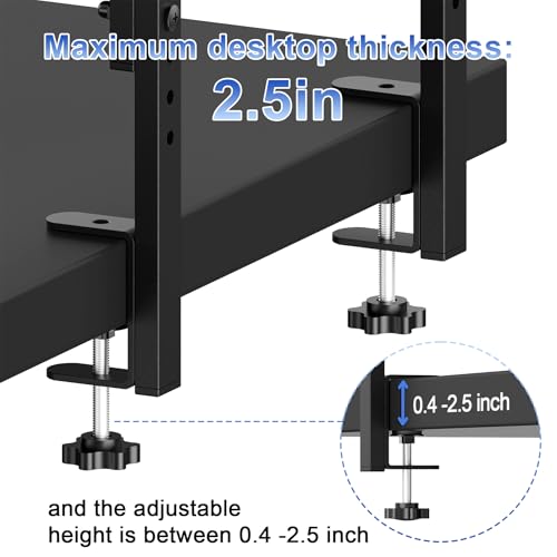 2-Tier Desk Shelf | Desk Organization Expandable Clamp on Desk Shelf Desktop Accessories for Offices and Game Rooms (Black) - color: Black