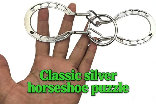 MAGIKON Traditional Brain Teaser, Classical Metal Horseshoe Puzzle Silver | Metal, silver finish, 4x2.5x1.5in, interlocking, logic puzzle, for kids adults, focus training
