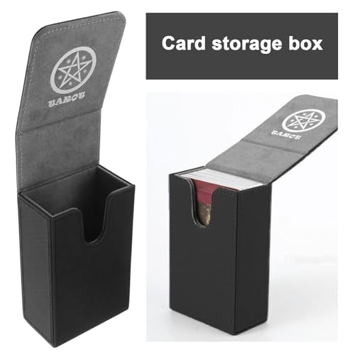 SING F LTD Tarot Card Case Card Deck Box PU Leather Card Storage Box Magnetic Closure Single-Sleeved Cards Box Protect Cards Solid Black