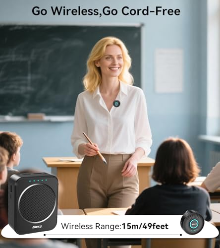 Portable Voice Amplifier with Wireless Lapel Microphone, Personal Microphone for Teachers, Rechargeable PA System for Classroom,Yoga, Meetings, Speeches