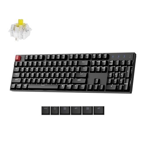 Keychron K10 Version 2 Full Size 104 Keys Bluetooth Wireless Mechanical Gaming Keyboard for Mac Windows Super Banana Switch White LED Backlight/USB C Wired Computer Keyboard - color: K10 Version 2 - Banana Switch