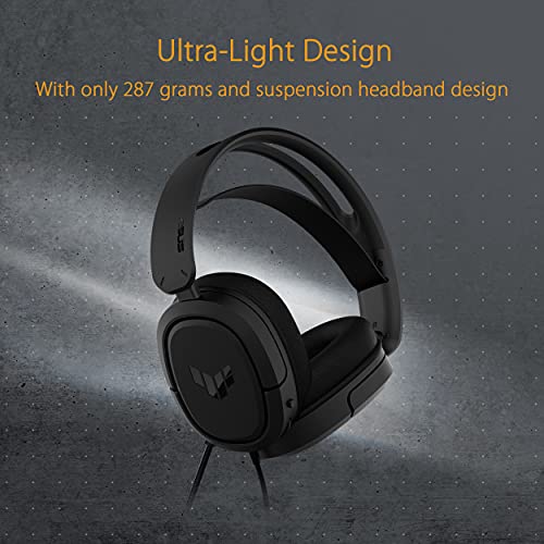ASUS TUF Gaming H1 게이밍 헤드셋 유선, 디스코드 인증 마이크 - 블랙 | 7.1 서라운드 사운드, 40mm 드라이버, 3.5mm, 경량, PC, 스위치, PS4, PS5, Xbox One, Xbox 시리즈 X/S 및 모바일 장치용