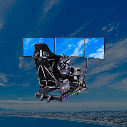 Thermaltake GF500 Flight Simulator Cockpit, Compatible with Thrustmaster-Logitech-Turtle Beach-Virtual Fly-VKB-Virpil-Winwing, Pedals and Controls not Included, PC & Console, Black, GSC-F50-CPASBB-01