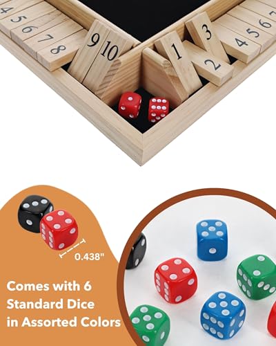 WE Games Shut The Box Wooden Board Game - Classic 4 Player Table Top Math Dice Game, Natural Wood, 8.5 in. Travel Size, 10 Numbers, for Families and Adults (Pack of 2) - color: Natural Wood, size: 8.5 x 8.5 x 1.25 in. (Pack of 2)