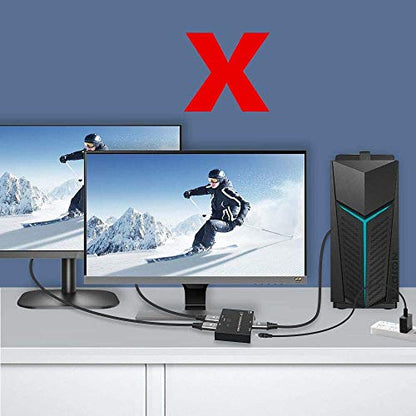 DisplayPort Switch Box 2-in-1-out 8K@30Hz 4K@120Hz DisplayPort 1.4 Switcher Compatible with PC, Laptop, Monitor, Gaming, TV