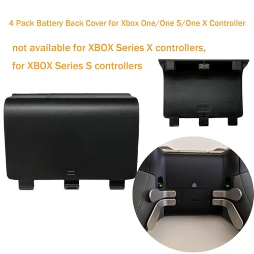 4 Pack Battery Back Cover for Xbox One, One S, One X Controller (NOT for Xbox SeriesS/X), Replacement Battery Back Shell Covers for Xbox One/One S/One X Controllers (Black) [Video Game] - color: Black