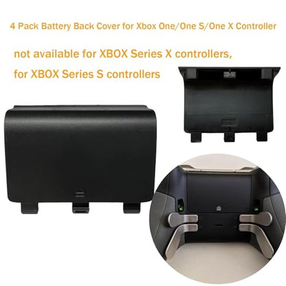 4 Pack Battery Back Cover for Xbox One, One S, One X Controller (NOT for Xbox SeriesS/X), Replacement Battery Back Shell Covers for Xbox One/One S/One X Controllers (Black) [Video Game] - color: Black