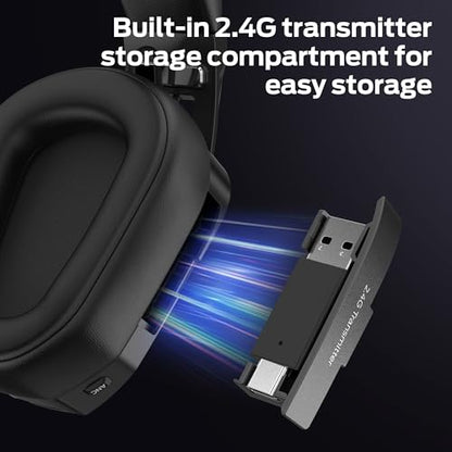 Monster Mission ANC200 Gaming Headset, 2.4GHz/Bluetooth Gaming Headphones with Active Noise Cancellation, 7.1 Virtual Surround Sound, Stealth Retractable Mic, 70H Battery, for PS5, PS4, PC, Switch