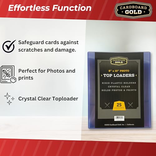 Cardboard Gold 8x10 Top Loaders - Rigid PVC Photo Sleeves - 25-Pack | Crystal Clear Hard Plastic, No Plasticizers, Print & Photo Protectors, Document Holder, Protective Storage - size: 25 Toploaders