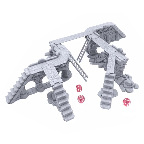 Ruined Town Modular Walls II - DND Terrain, 28mm Miniature Wargaming, Tabletop Wargame Scenery