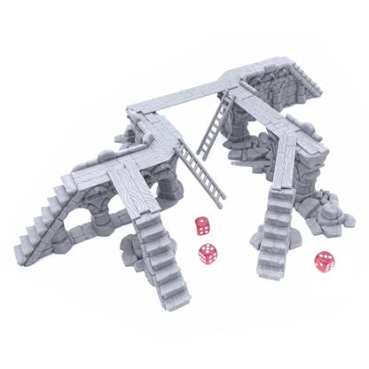 Ruined Town Modular Walls II - DND Terrain, 28mm Miniature Wargaming, Tabletop Wargame Scenery