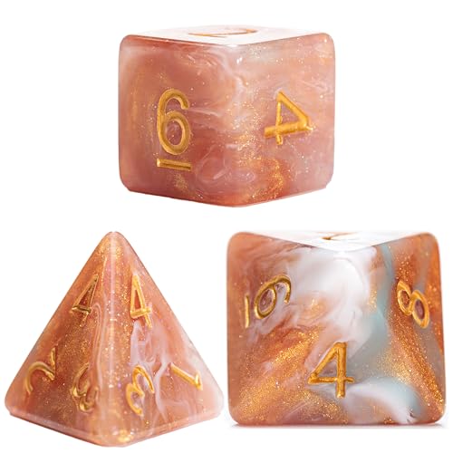 Gate Keeper Games and Dice: Aether Dice: Heavenly - 7pc RPG Set, Gold, Rouge, White & Blue w/ Holographic Glitter, Resin Dice for Role Playing Games - style: Heavenly