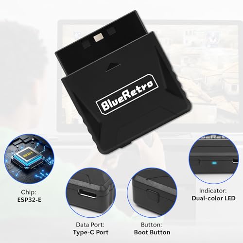 Wireless Controller Adapter for PS2/PS1 PS One, Mini Adapter Compatible with PS5/PS4/PS3, Series X/S, Switch Pro Bluetooth Controllers,Firmware Upgrade, Dual-Mode BT, Keymap Configuration Supported