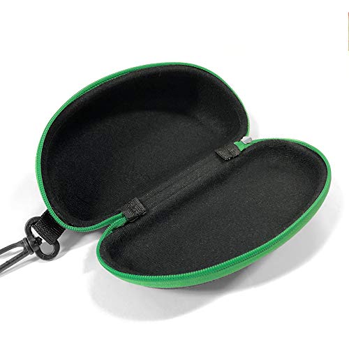 3 Pack Zipper Shell Eyeglasses and Sunglasses Case with Plastic Carabiner Hook - color: Green