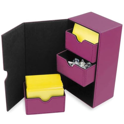 BCW Deck Vault-LX 200 - Pink | Premium Double Deck Card Case with Magnetic Closure & Dice Tray | Holds 100+ Sleeved Trading Cards per Tray