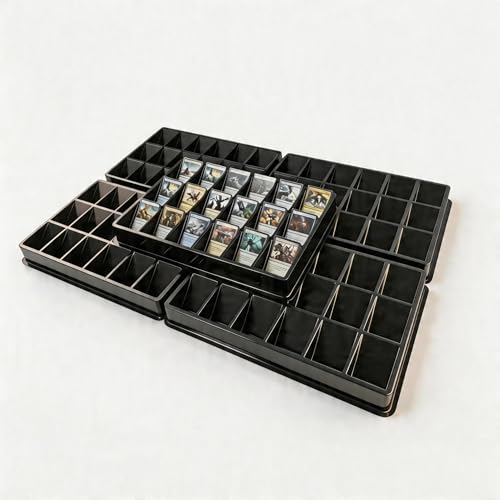 Card Sorting Tray 5ct – 18 Compartment Each, Stackable Trading Card Organizer for TCG, Durable Card Storage Sorter for Sports MTG Cards - size: Large - Regular Cards
