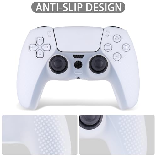 Baval Silicone Cover for Playstation 5 PS5 DualSense Wireless Controller | Scratch-resistant, Easy install, Silicone Construction, Portable Carrying Silicone Cover, Clear White Silicone Cover - color: White Silicone Cover